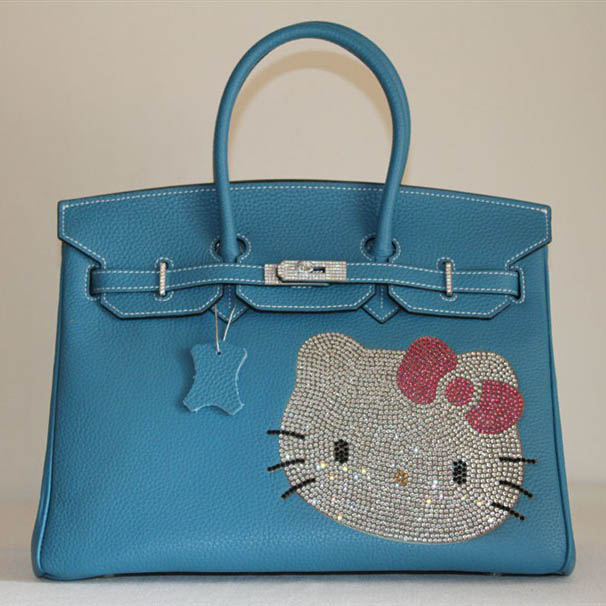 HK0001 Hermes Birkin 35CM Togo Ciao Kitty Borsa in pelle blu HK00